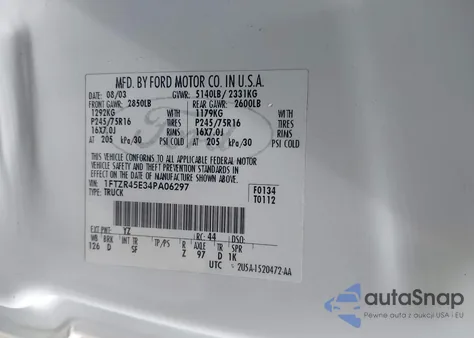 2004 Ford Ranger z USA, uszkodzony, nr VIN 1FTZR45E34PA06297